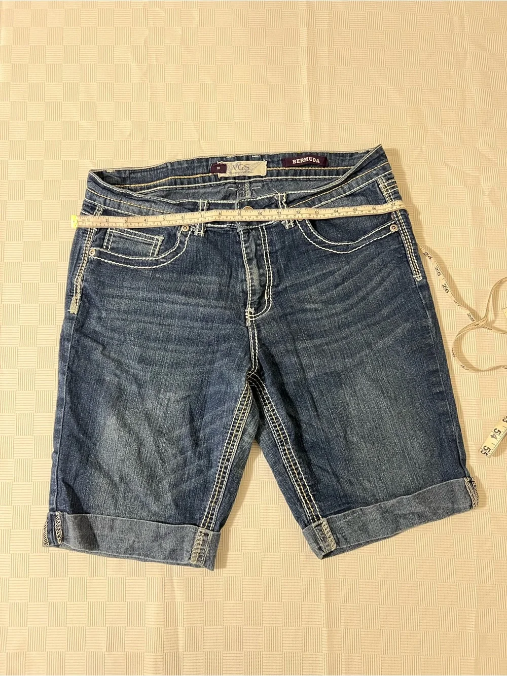 Denim Bermuda Shorts in Dark Blue